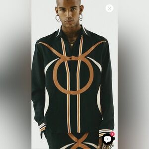 GARCIAS bull-logo shirt 100% Silk Mens XXL Made In Italy